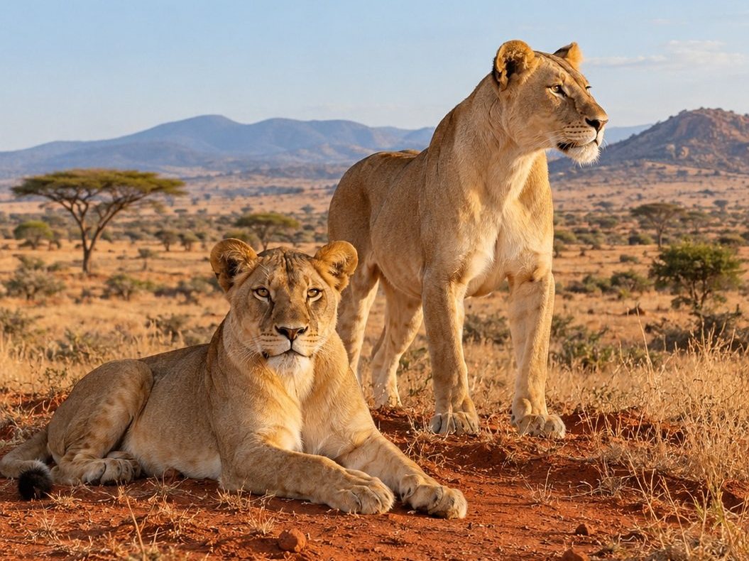 Löwinnen in der Savanne auf einer Kenia-Safari
